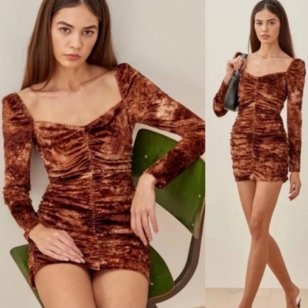 NWT Reformation Heath Dress Copper Marble Size XL